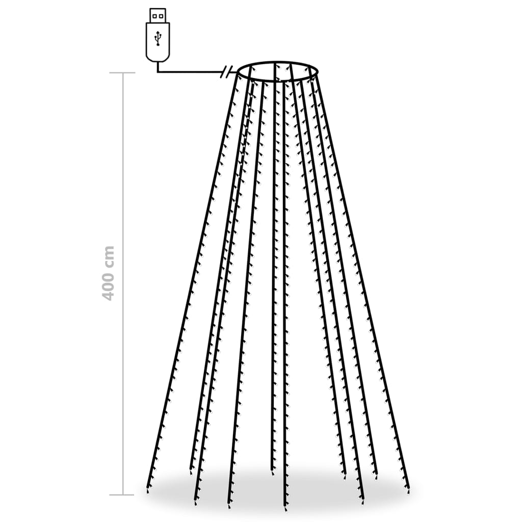 Cordão de luzes árvore de Natal 400 luzes LED 400 cm azul