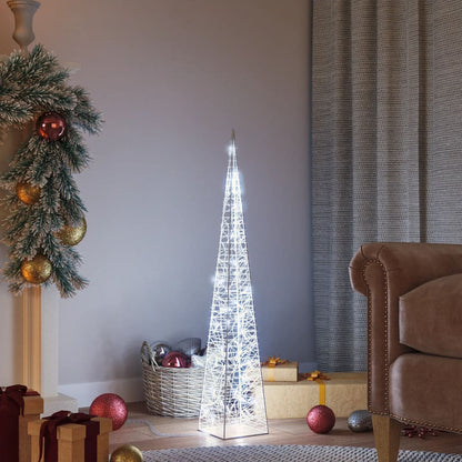 Cone de iluminação decorativo c/ LEDs acrílico 90 cm branco frio