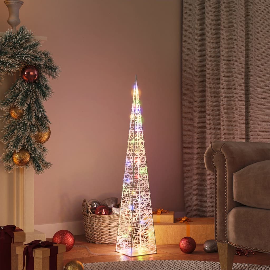 Cone de iluminação decorativo c/ LEDs multicor acrílico 90 cm