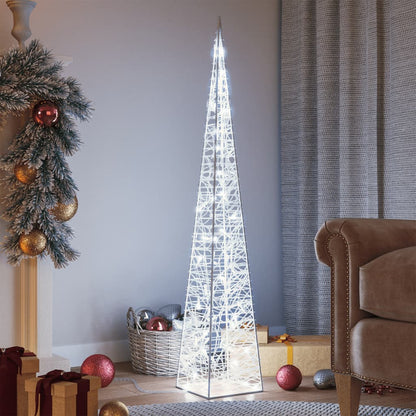 Cone de iluminação decorat. c/ LEDs acrílico 120 cm branco frio