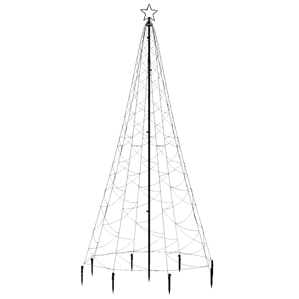 Árvore de Natal c/ poste metal 500 luzes LED 3 m branco quente