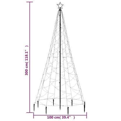 Árvore de Natal c/ poste metal 500 luzes LED 3 m branco quente