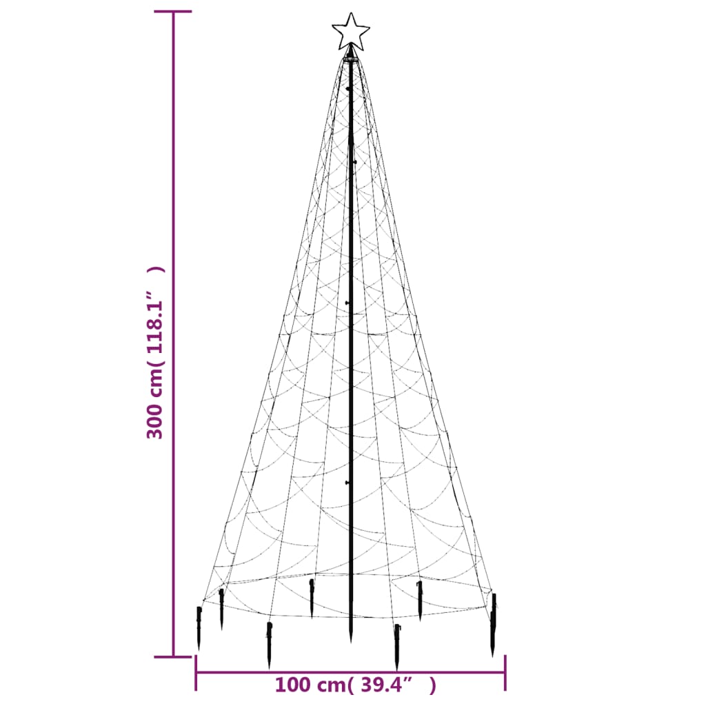 Árvore de Natal c/ poste metal 500 luzes LED 3 m azul