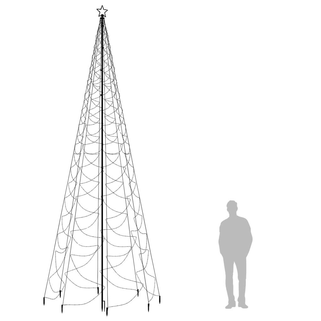 Árvore de Natal c/ poste metal 1400 luzes LED 5 m branco quente