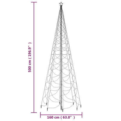 Árvore de Natal c/ poste metal 1400 luzes LED 5 m branco quente