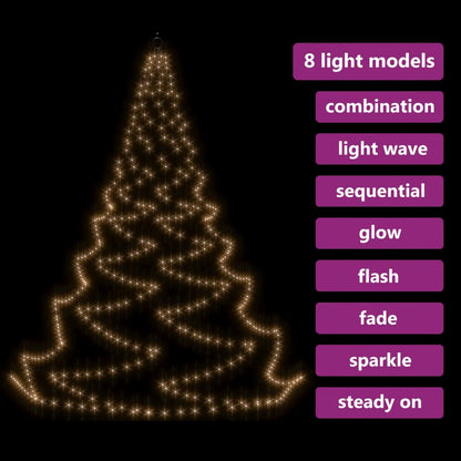 Árvore de Natal parede 260 luzes LED 3 m int/ext branco quente