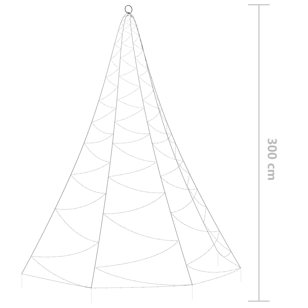 Árvore de Natal parede 260 luzes LED 3 m int/ext branco quente