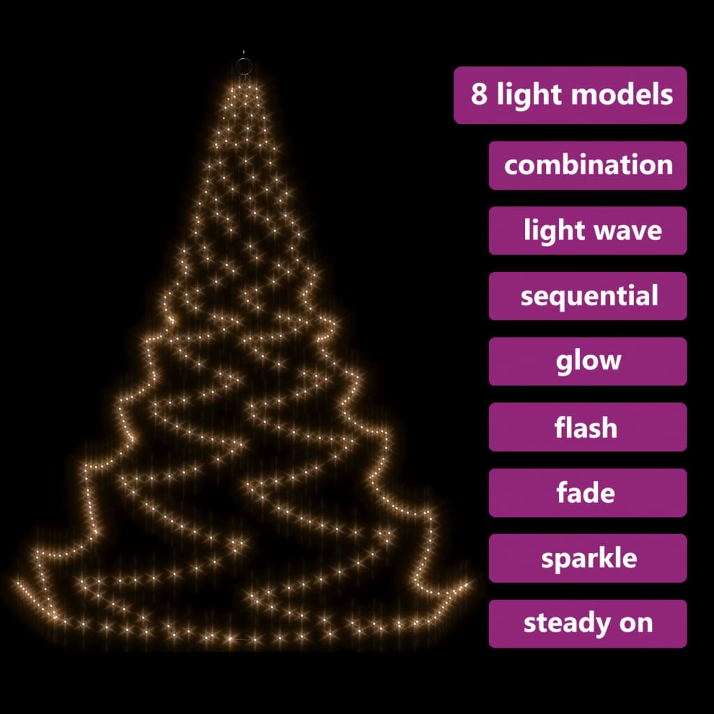 Árvore de Natal parede 720 luzes LED 5 m int/ext branco quente