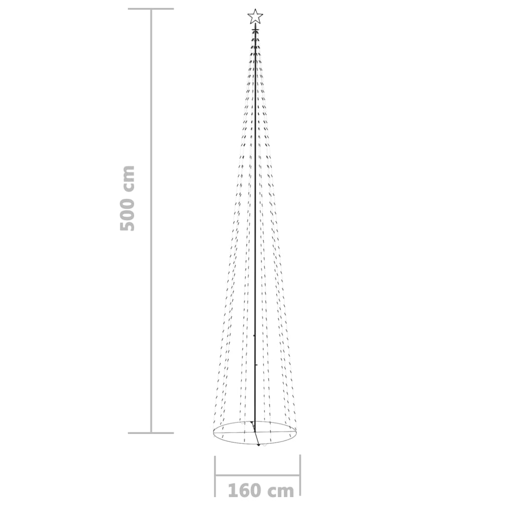 Árvore de Natal em cone c/ 752 luzes LED 160x500 cm azul