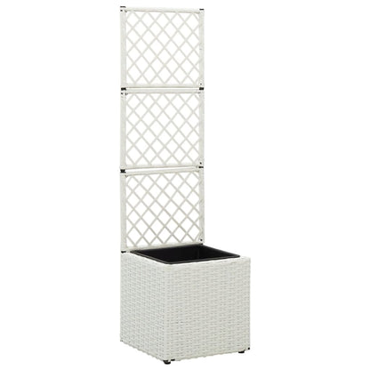 Floreira com treliça e 1 vaso 30x30x107 cm vime PE branco