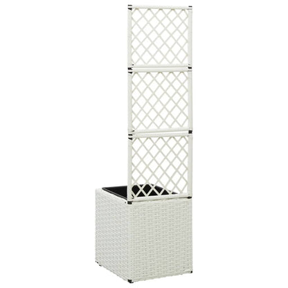 Floreira com treliça e 1 vaso 30x30x107 cm vime PE branco