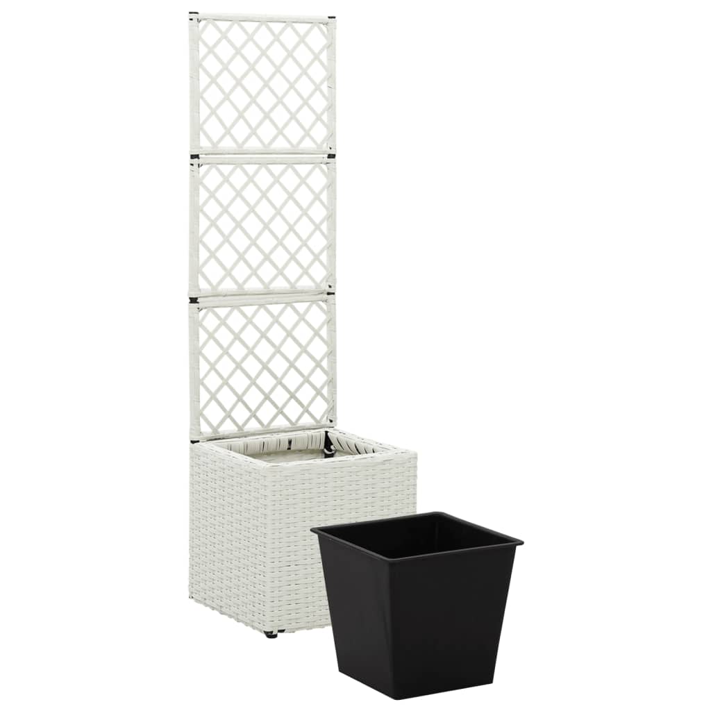 Floreira com treliça e 1 vaso 30x30x107 cm vime PE branco