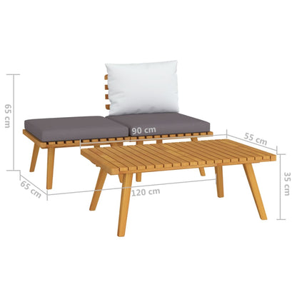 3 pcs conjunto lounge de jardim c/ almofadões acácia maciça