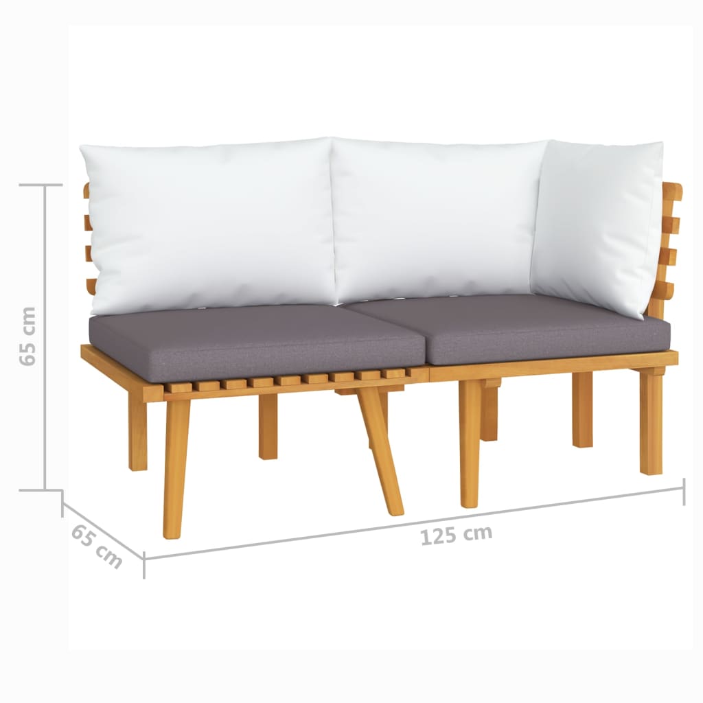 2 pcs conjunto lounge de jardim c/ almofadões acácia maciça