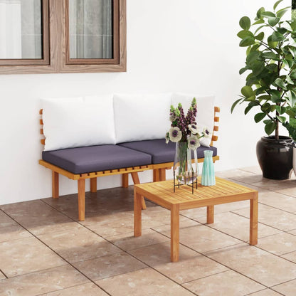 2 pcs conjunto lounge de jardim c/ almofadões acácia maciça