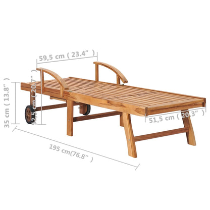 Espreguiçadeiras com mesa e almofadão 2 pcs teca maciça