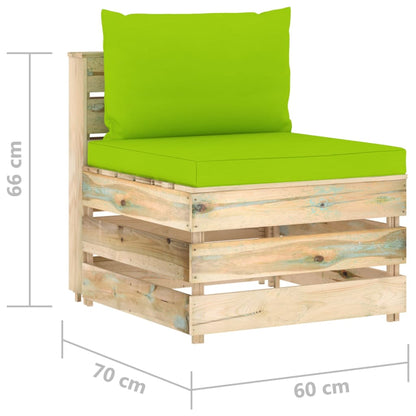 6 pcs conj. lounge jardim c/ almofadões madeira impreg. verde