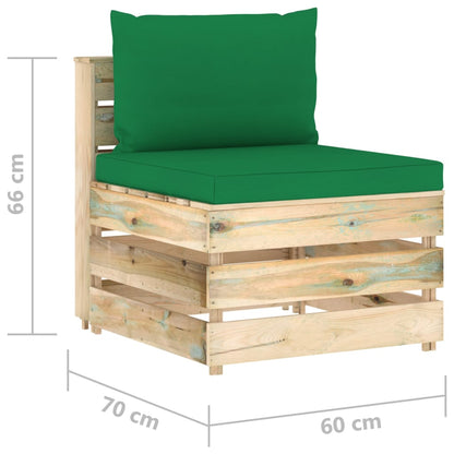 8 pcs conj. lounge jardim c/ almofadões madeira impreg. verde