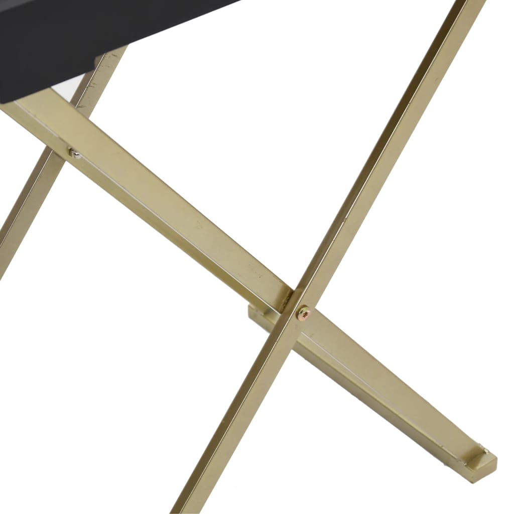 Mesa dobrável 48x34x61 cm MDF dourado e preto