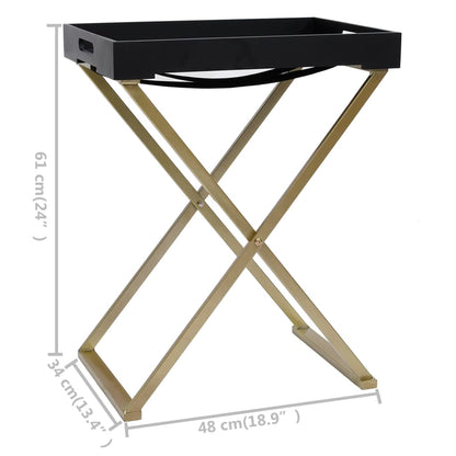 Mesa dobrável 48x34x61 cm MDF dourado e preto