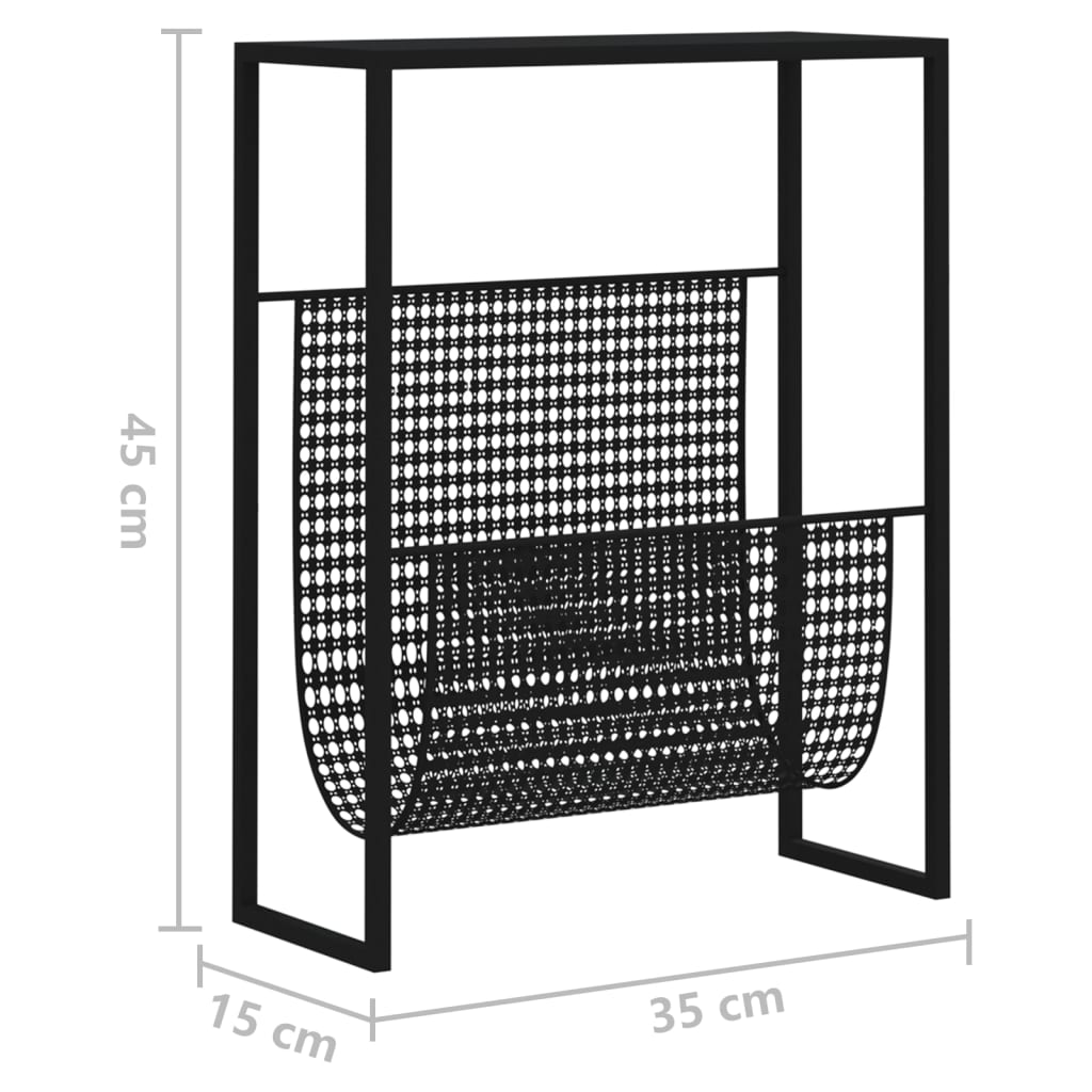 Suporte de revistas 35x15x45 cm aço preto