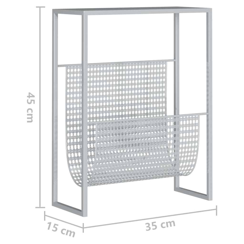 Suporte de revistas 35x15x45 cm aço prateado