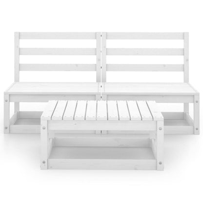 3 pcs conjunto lounge de jardim pinho maciço branco