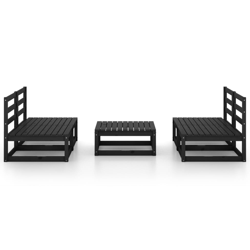 5 pcs conjunto lounge de jardim pinho maciço preto