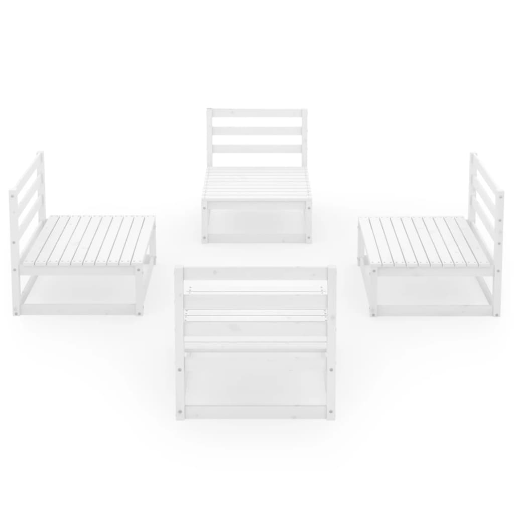 4 pcs conjunto lounge de jardim pinho maciço branco