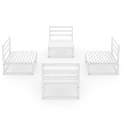 4 pcs conjunto lounge de jardim pinho maciço branco