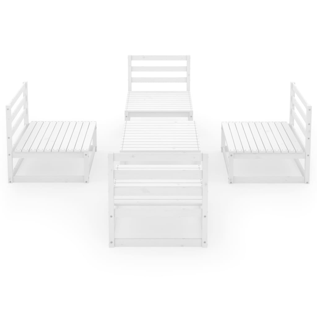 5 pcs conjunto lounge de jardim pinho maciço branco