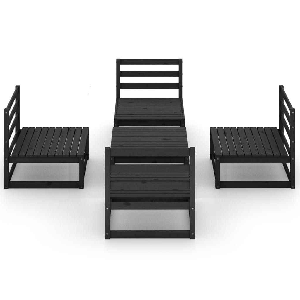 5 pcs conjunto lounge de jardim pinho maciço preto