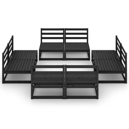 8 pcs conjunto lounge de jardim pinho maciço preto