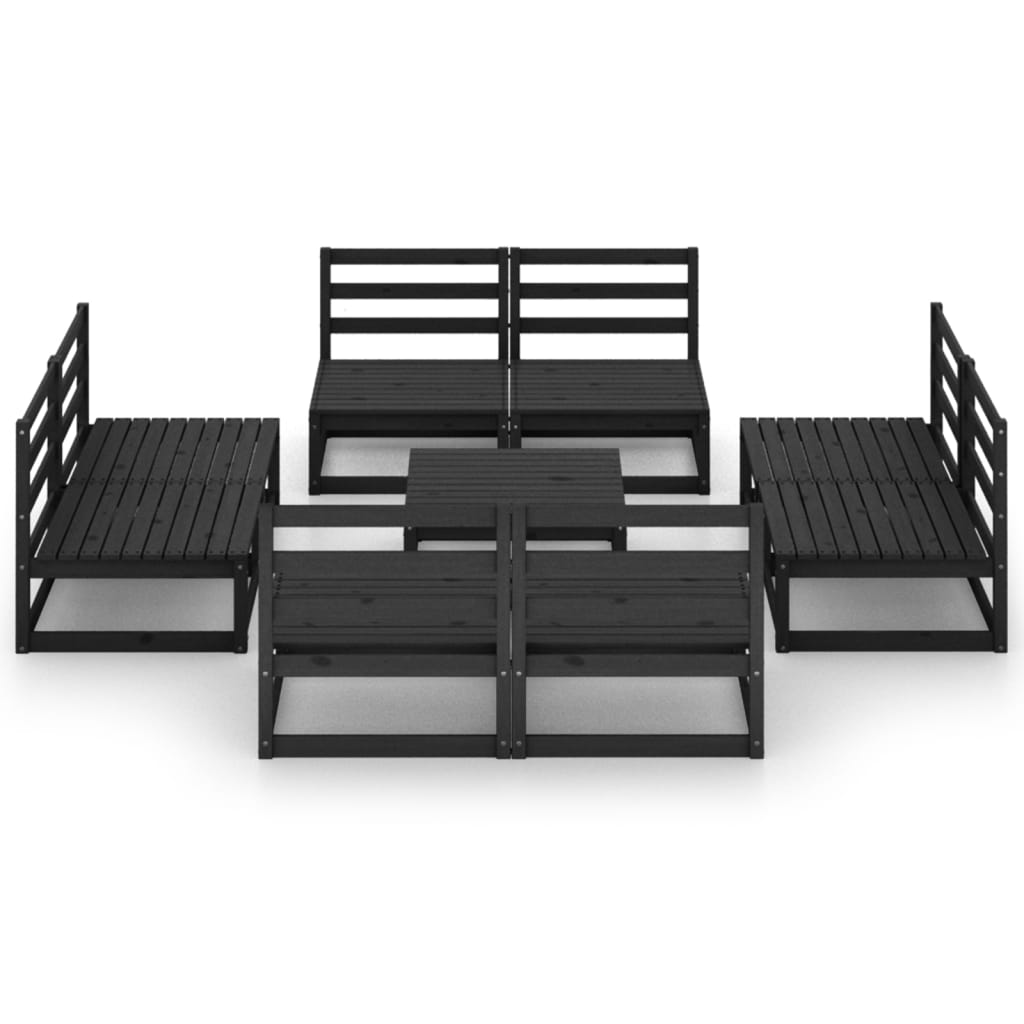 9 pcs conjunto lounge de jardim pinho maciço preto