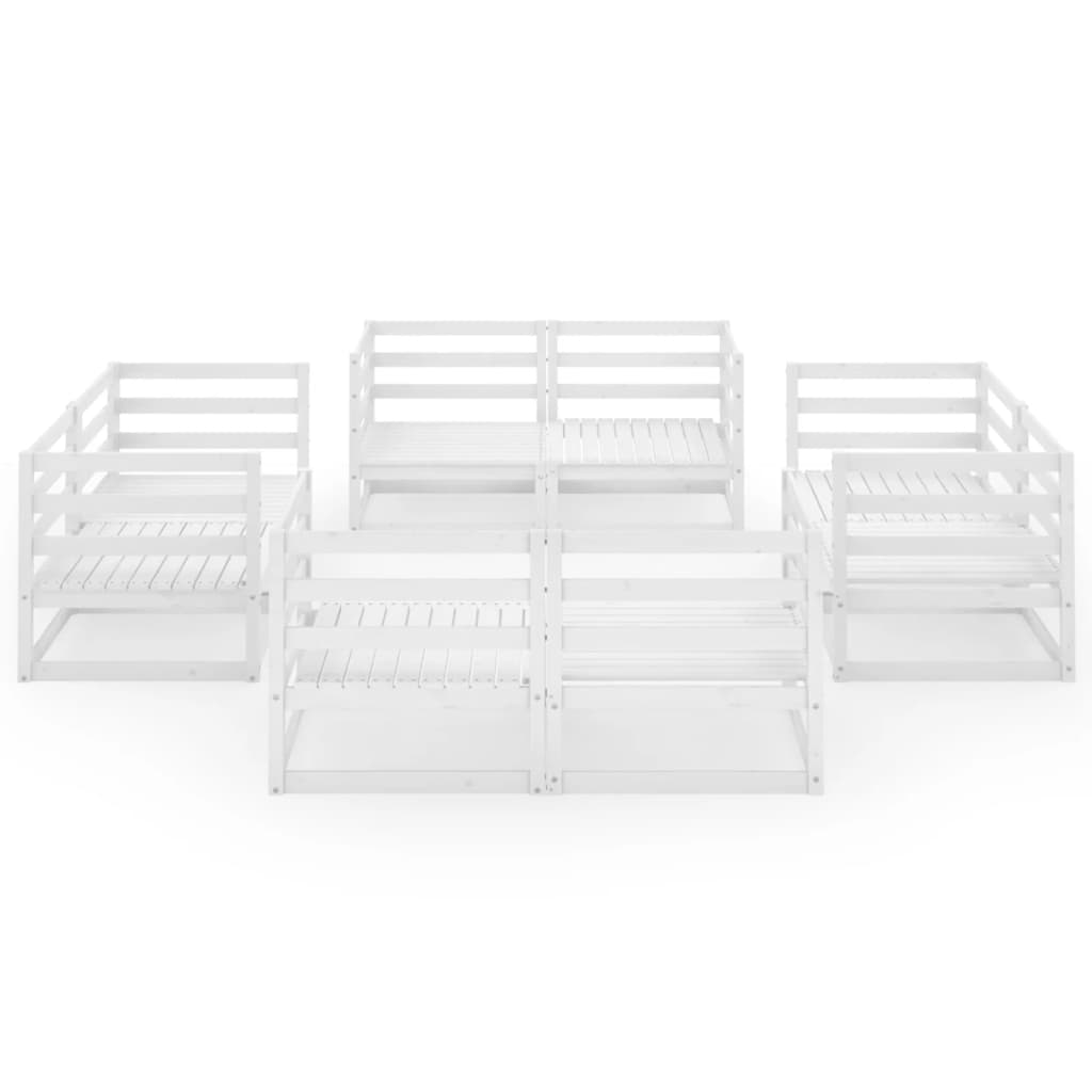 8 pcs conjunto lounge de jardim pinho maciço branco