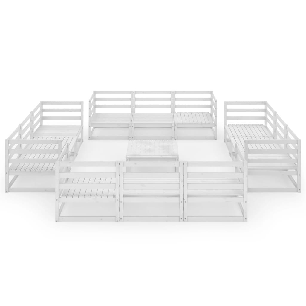 13 pcs conjunto lounge de jardim pinho maciço branco