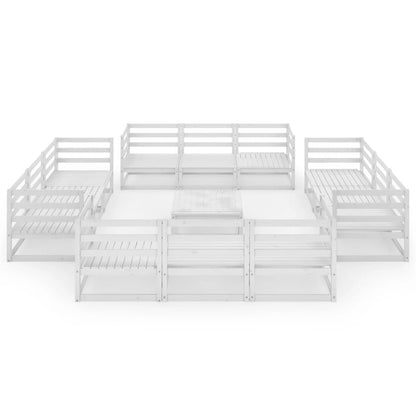 13 pcs conjunto lounge de jardim pinho maciço branco