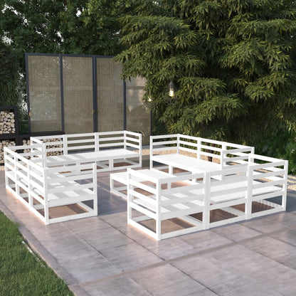 13 pcs conjunto lounge de jardim pinho maciço branco