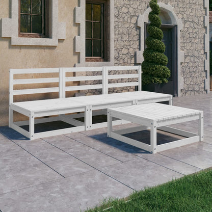 4 pcs conjunto lounge de jardim pinho maciço branco