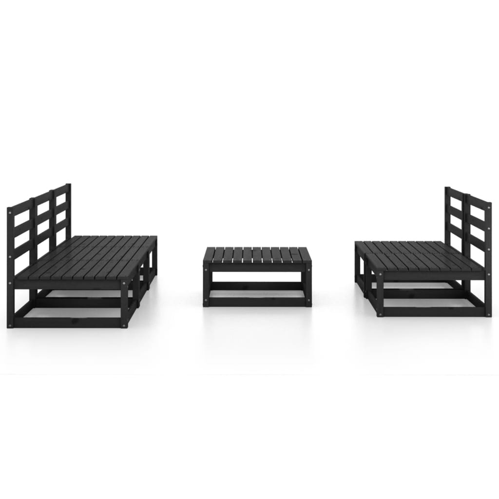 6 pcs conjunto lounge de jardim pinho maciço preto