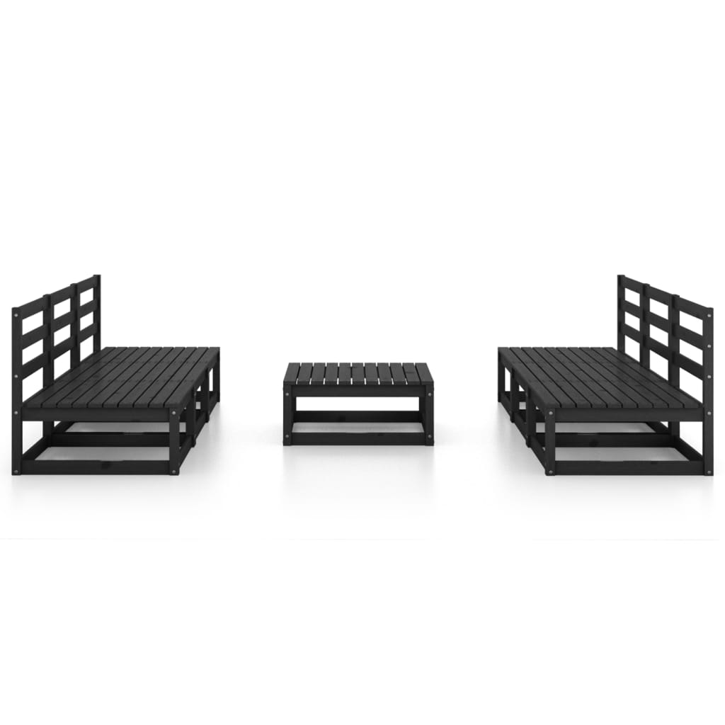 7 pcs conjunto lounge de jardim pinho maciço preto