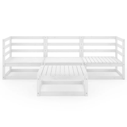 4 pcs conjunto lounge de jardim pinho maciço branco