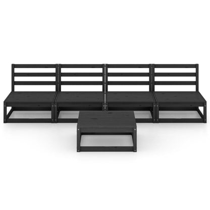 5 pcs conjunto lounge de jardim pinho maciço preto