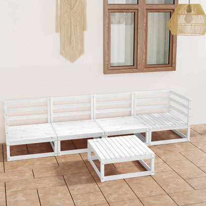 5 pcs conjunto lounge de jardim pinho maciço branco