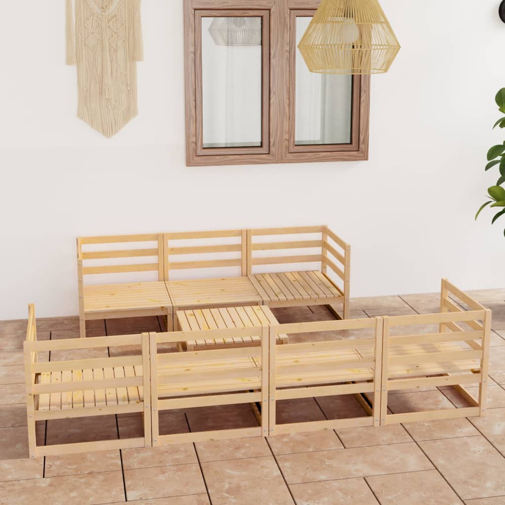 8 pcs conjunto lounge de jardim pinho maciço