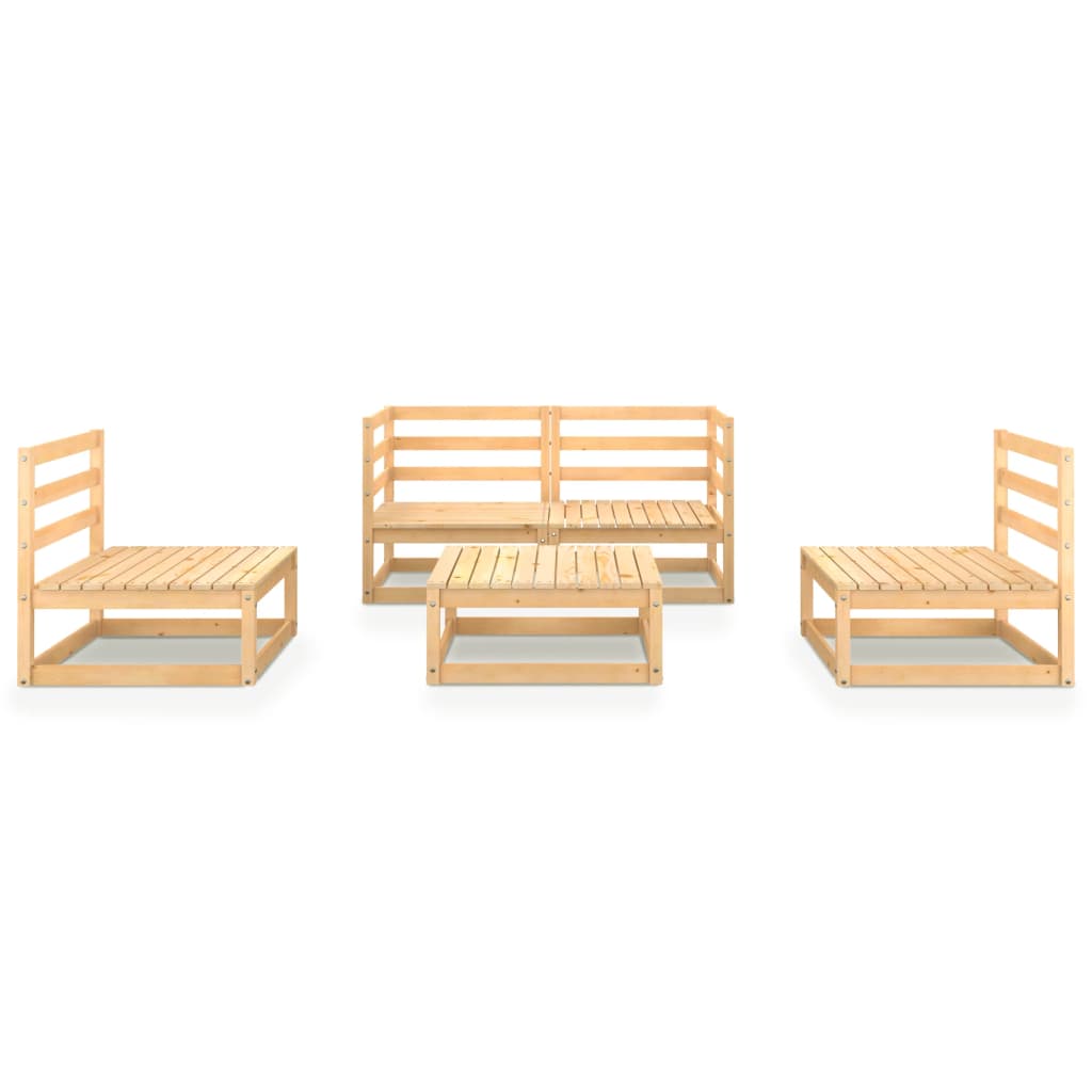 5 pcs conjunto lounge de jardim pinho maciço