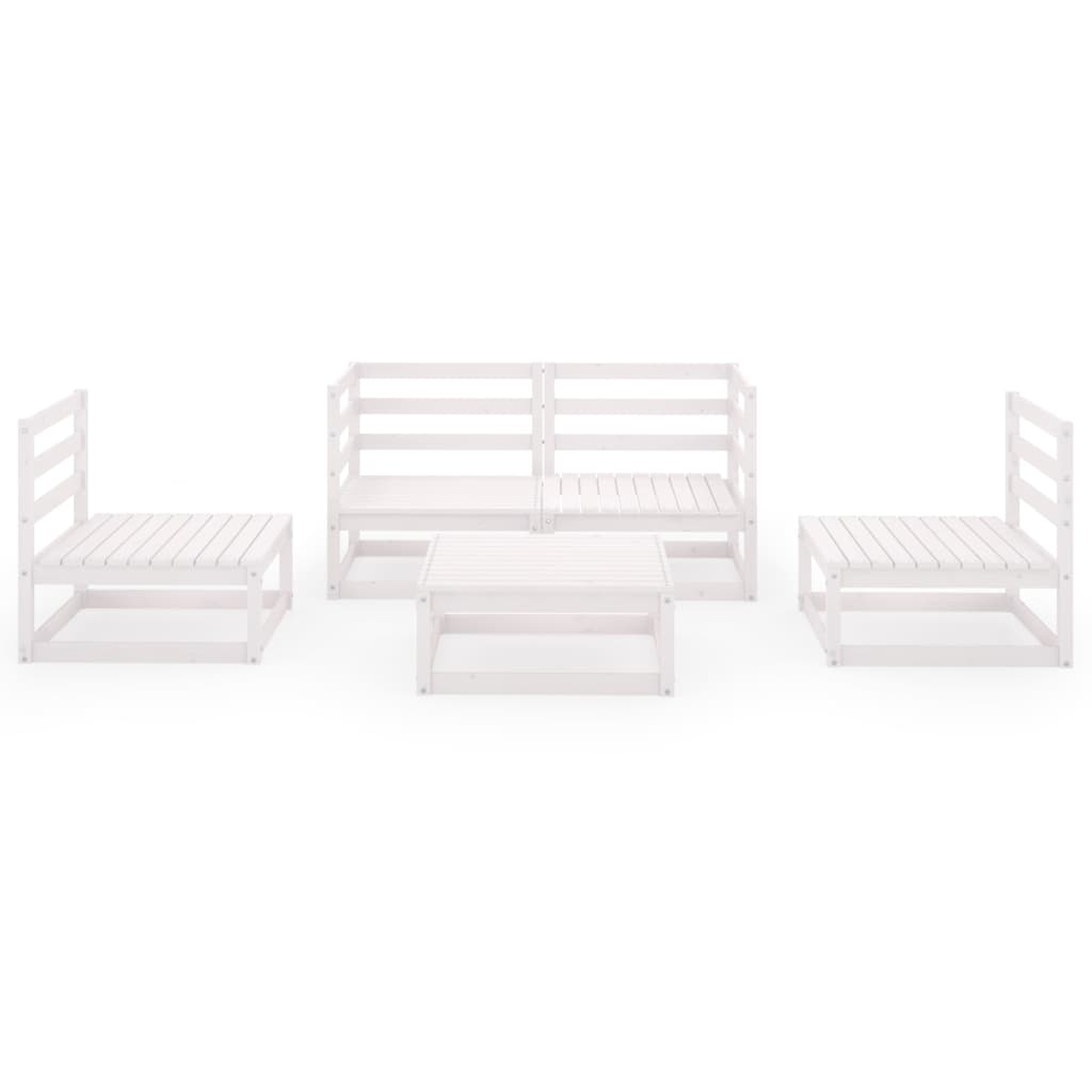 5 pcs conjunto lounge de jardim pinho maciço branco