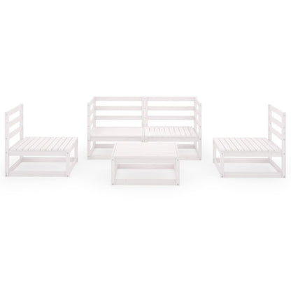 5 pcs conjunto lounge de jardim pinho maciço branco