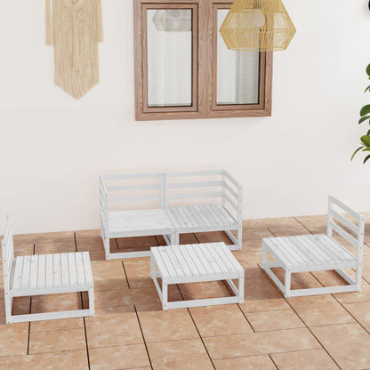 5 pcs conjunto lounge de jardim pinho maciço branco