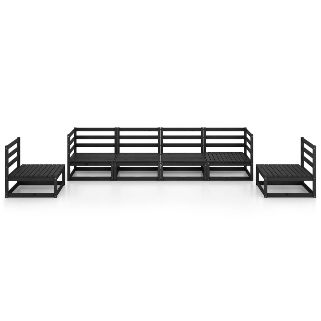 6 pcs conjunto lounge de jardim pinho maciço preto